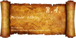 Molnár Albin névjegykártya
